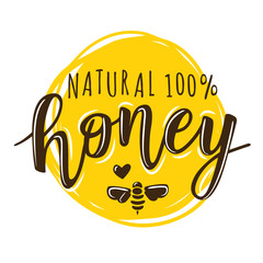 Vector illustration of a 'natural honey' lettering