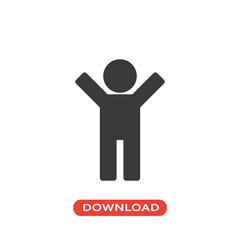 Man silhouette with raised arms icon