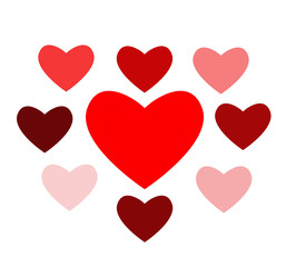 Vector illustration with red love hearts