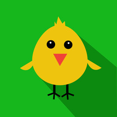 Cute yellow cartoon baby chicken