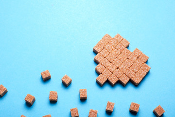 Reed brown sugar folded in the shape of heart of pixels. I love sugar
