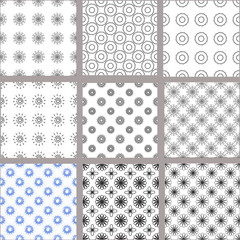 Set of abstract geometric seamless patterns. Vector illustrations isolated on white background.