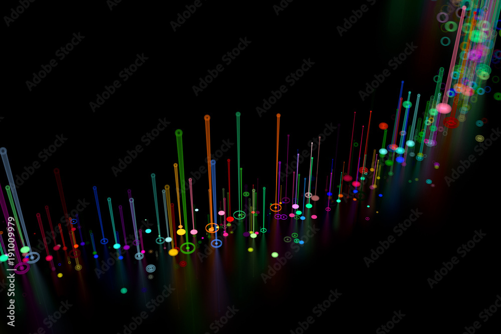 Poster 3d rendered background. abstract up looking thin lines rendered with depth of field. bright lines on