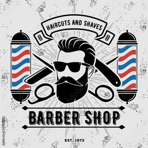 "Barber Shop Vintage Poster Banner Label Badge Or
