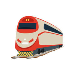 Fototapeta premium Speed modern railway train locomotive vector Illustration