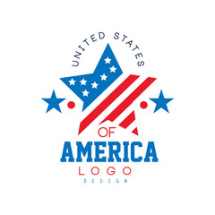 Obraz premium Patriotic emblem with flag in star shape