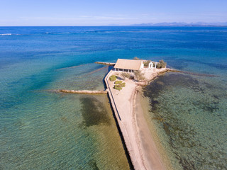 Agios Nikolaos church and island tourist attraction in Lefkada Greece