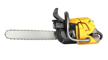 Fototapeta premium Chainsaw on white background 3d illustration no shadow