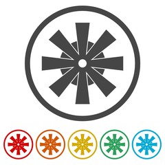 Obraz premium Windmill vector logo design, Windmill farm icon, 6 Colors Included