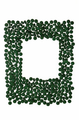Algae spirulina in tablets.square frame of tablets  of    green alga spirulina isolated on white background. spirulina Mockup.dietary supplement.