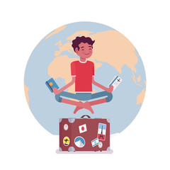 Young man waiting for vacation