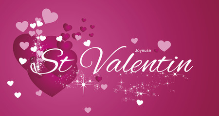 Happy Valentine (French language - Joyeuse St Valentine) pink vector