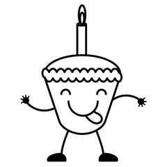 kawaii birthday cupcake icon 