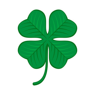 Green shamrock clover icon. Irish symbol of luck.