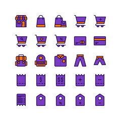 E-commerce Icon Set Collection Purple Theme