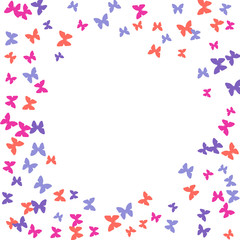 Spring Background with Colorful Butterflies. Simple Feminine Pattern for Card, Invitation, Print. Trendy Decoration with Beautiful Butterfly Silhouettes. Vector Background with Moth