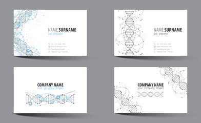 Creative double-sided business card  template. DNA theme.