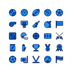 Sports Icon Set Collection Blue Theme