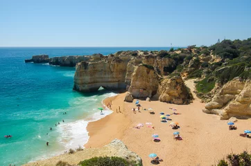 Foto op Canvas View of limestone cliffs and the Rabbit Beach (Praia da Coelha) in Albufeira, District Faro, Algarve, Southern Portugal © kazmulka