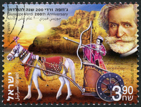 ISRAEL - 2013: shows Giuseppe Verdi (1813-1901), Italian composer, 200th anniversary