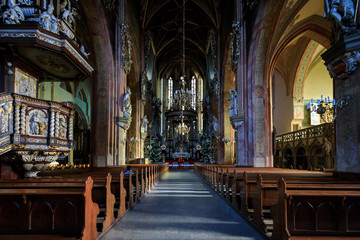 Fototapeta premium Wnętrze katedry św. Stanisława i Wacława w Świdnicy