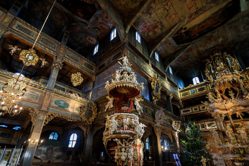 Picturesque interior of the Church of Peace in Swidnica, Poland