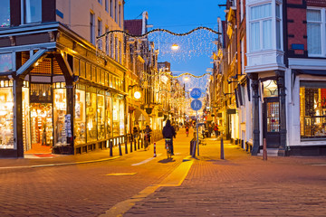 Christmas time in Amsterdam the Netherlands at dusk