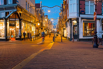 Christmas time in Amsterdam the Netherlands at dusk