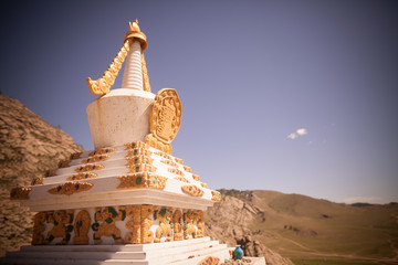 Buddhist stupa in Mongolia - obrazy, fototapety, plakaty