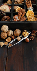A box full of spices and nuts