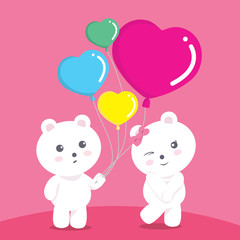 Obraz na płótnie Canvas Valentine Bears Balloon Love Pink