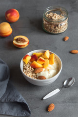 Oatmeal and fruit breakfast bowl