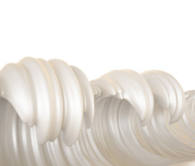 Sea of milk, splash of milk on a white background, natural, yogurt, sour cream, thick, liquid, paint, clipping path. 3d ..illustration, 3d rendering.