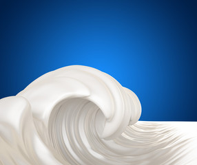 Fototapeta na wymiar Sea of milk, splash of milk on a white background, natural, yogurt, sour cream, thick, liquid, paint, clipping path. 3d ..illustration, 3d rendering.