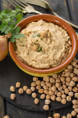 Hummus, everyday meals in Israel made from chickpeas and ingredients that, following Jewish dietary laws Kashrut, can be combined with meat and dairy meals