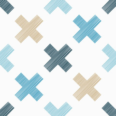 Fototapeta na wymiar Seamless geometric pattern. Scribble texture. Bright colors and simple shapes. Trendy seamless pattern designs.