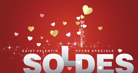 Valentines Day Sale (French language - Saint Valentin Soldes) red vector