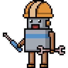 vector pixel art mechanic robot