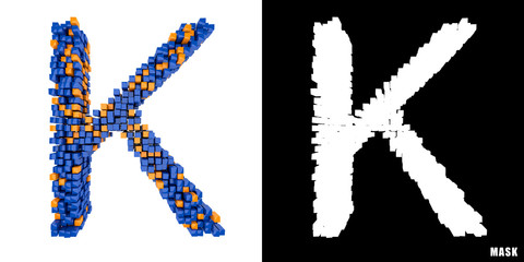 Litera K 3D sześciany kwadraty klocki piksele © vempireart