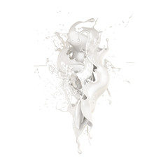Splash of milk on a white background isolated. 3d illustration, 3d rendering.
