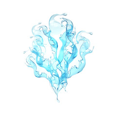 Splash of water on a white background isolated. 3d illustration, 3d rendering.