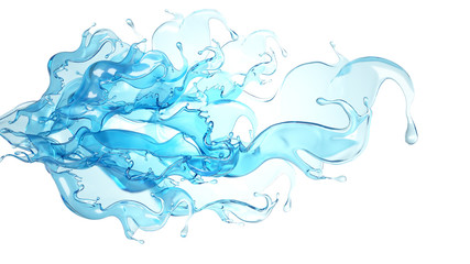 Splash of water on a white background isolated. 3d illustration, 3d rendering.