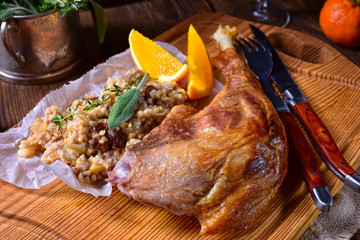 fried crisply roasted duck legs