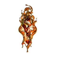 A splash of a transparent brown liquid. 3d illustration, 3d rendering. © Pierell