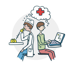 The patient consults a doctor icon