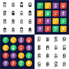 Avatar All in One Icons Black & White Color Flat Design Freehand Set 3