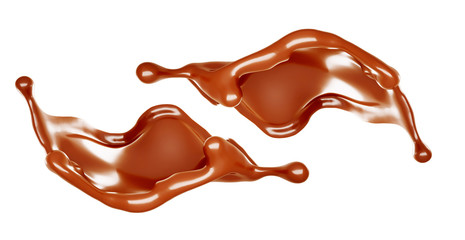 Splash of chocolate on a white background. 3d illustration, 3d rendering.