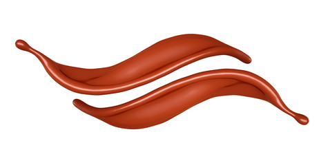 Splash of chocolate on a white background. 3d illustration, 3d rendering.