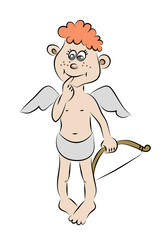 Funny little cupid with a bow.