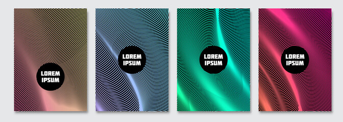 Cover design template. Vector minimal abstract background with smooth wavy lines. Flyer, presentation, brochure design. A4 size.